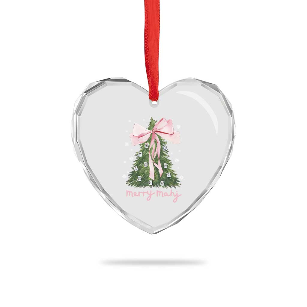 Funny Christmas Mahjong Heart Crystal Glass Ornament Merry Mahj Xmas Tree Gambling Chinese Game - Wonder Print Shop