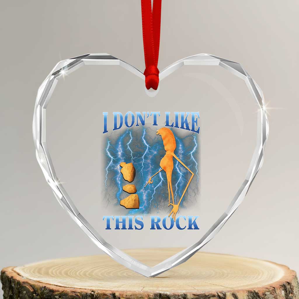 Funny Christmas Marcus The Worm Heart Crystal Glass Ornament I Don't Like This Rock Brain Rot - Wonder Print Shop