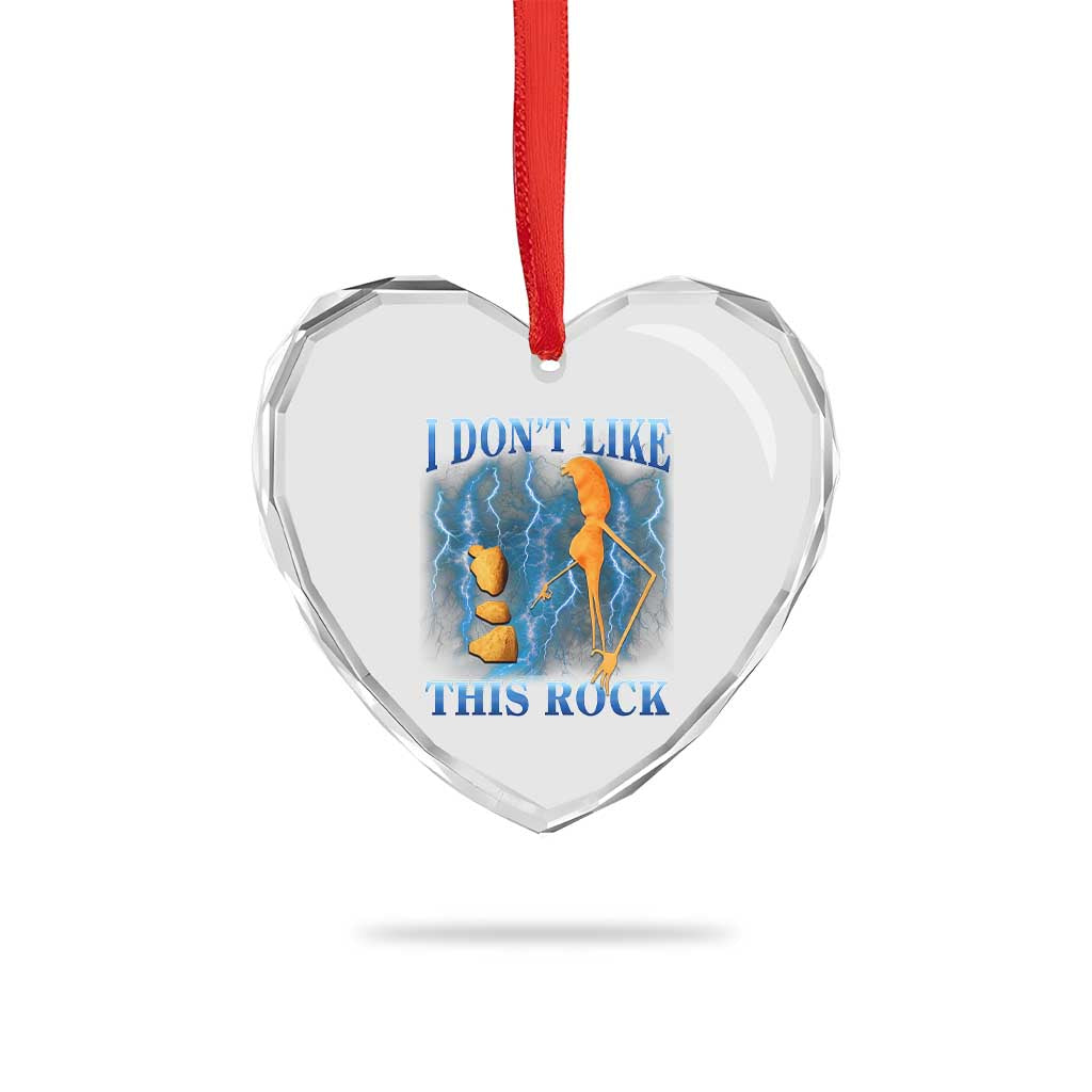 Funny Christmas Marcus The Worm Heart Crystal Glass Ornament I Don't Like This Rock Brain Rot - Wonder Print Shop
