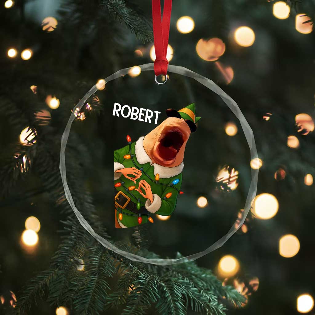 Funny Christmas Marcus The Worm Robert Xmas Elf Crystal Glass Ornament - Wonder Print Shop