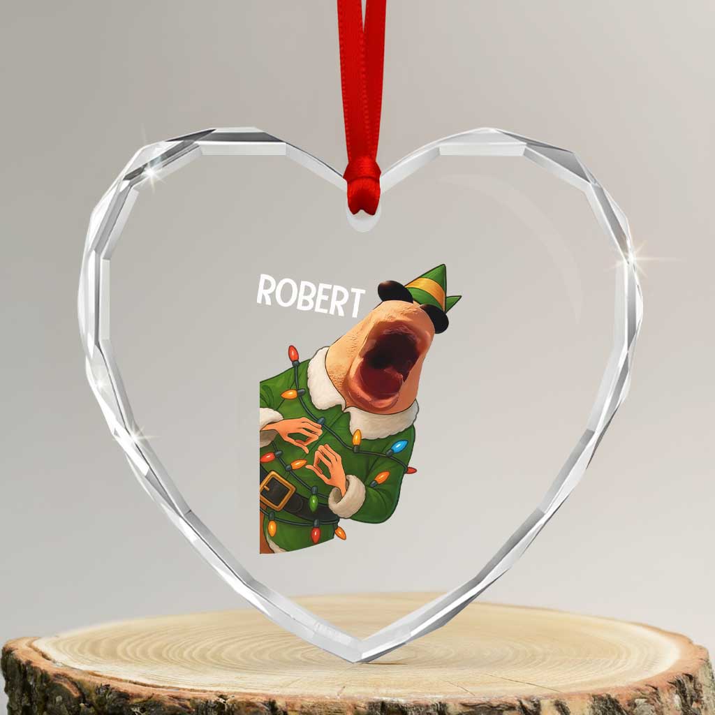 Funny Christmas Marcus The Worm Robert Xmas Elf Heart Crystal Glass Ornament - Wonder Print Shop