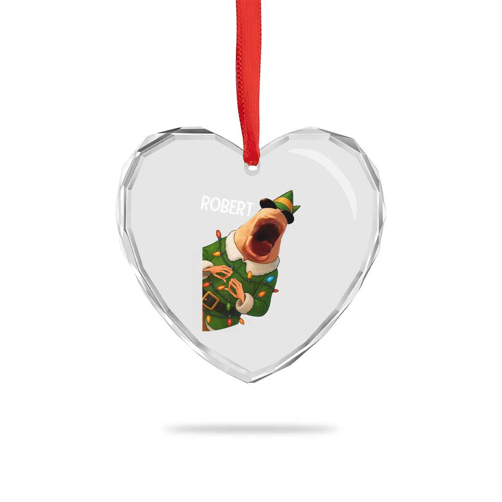 Funny Christmas Marcus The Worm Robert Xmas Elf Heart Crystal Glass Ornament - Wonder Print Shop