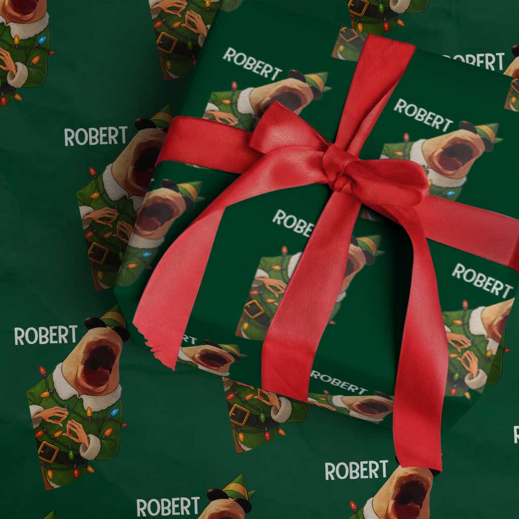 Funny Christmas Marcus The Worm Robert Xmas Elf Wrapping Paper Roll - Wonder Print Shop