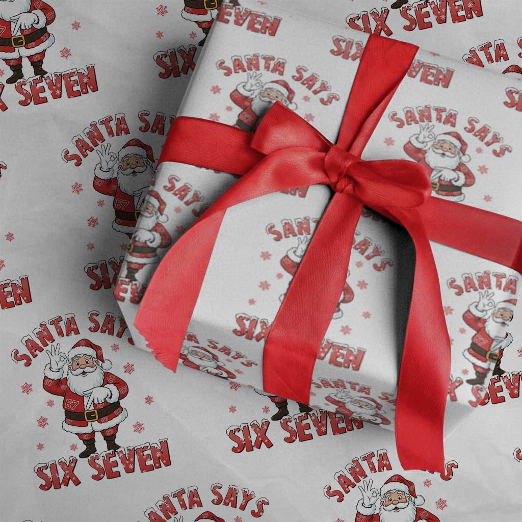 Funny Christmas Meme Gift Wrapping Paper Roll Santa Says Six Seven - Wonder Print Shop