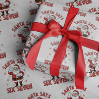 Funny Christmas Meme Gift Wrapping Paper Roll Santa Says Six Seven - Wonder Print Shop