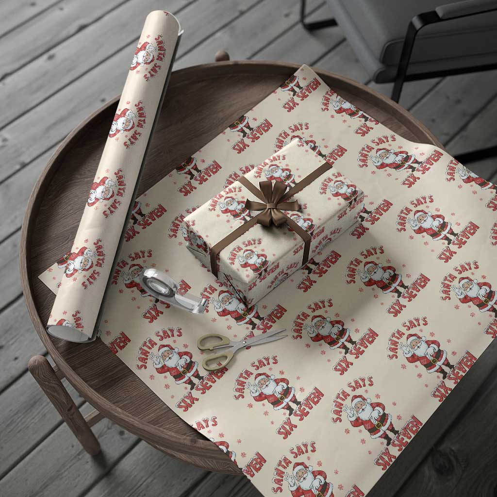Funny Christmas Meme Gift Wrapping Paper Roll Santa Says Six Seven - Wonder Print Shop