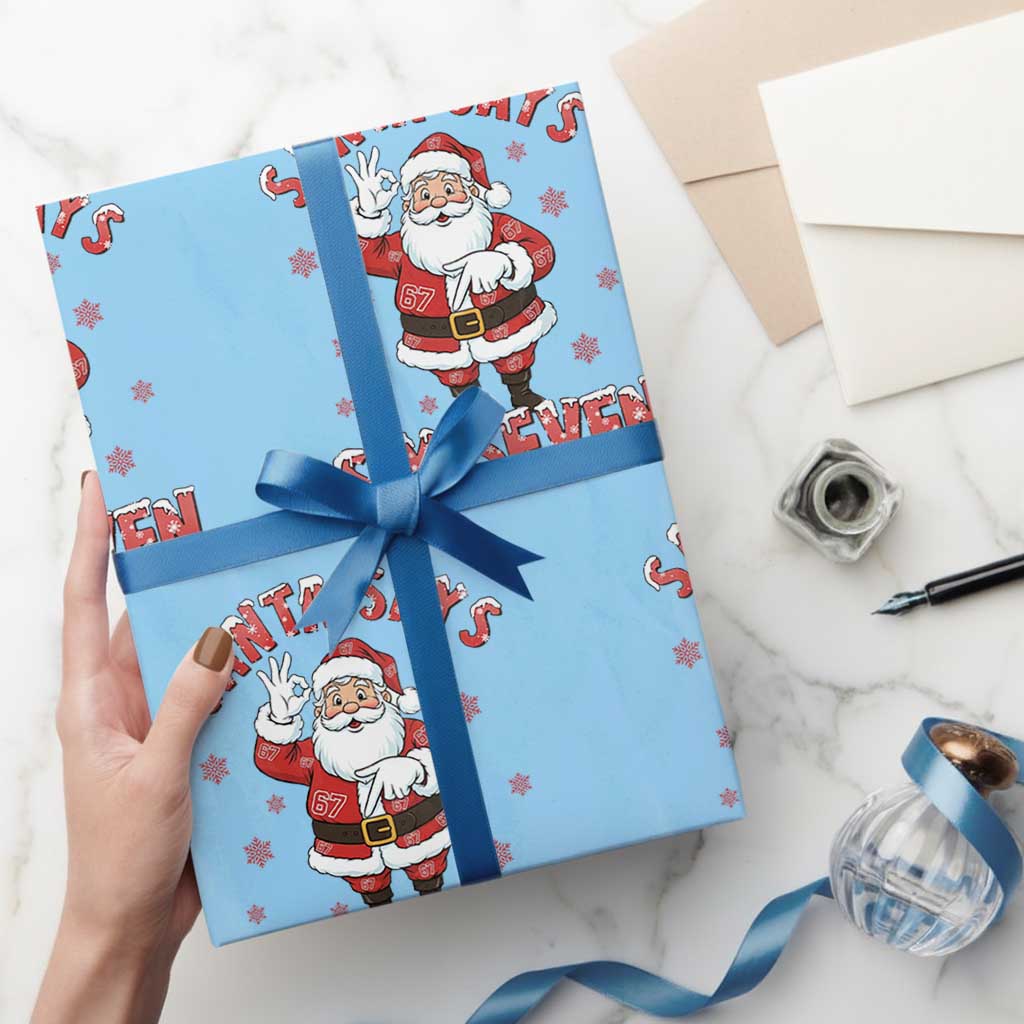 Funny Christmas Meme Gift Wrapping Paper Roll Santa Says Six Seven - Wonder Print Shop