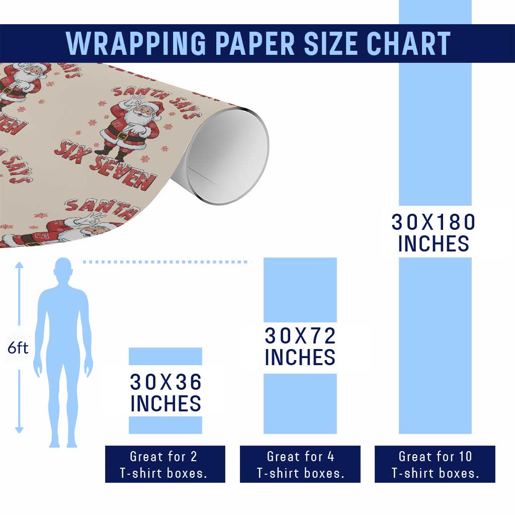 Funny Christmas Meme Gift Wrapping Paper Roll Santa Says Six Seven - Wonder Print Shop