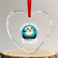 Funny Christmas Motocross Heart Crystal Glass Ornament Santa Cross Is Coming To Town Sport - Wonder Print Shop
