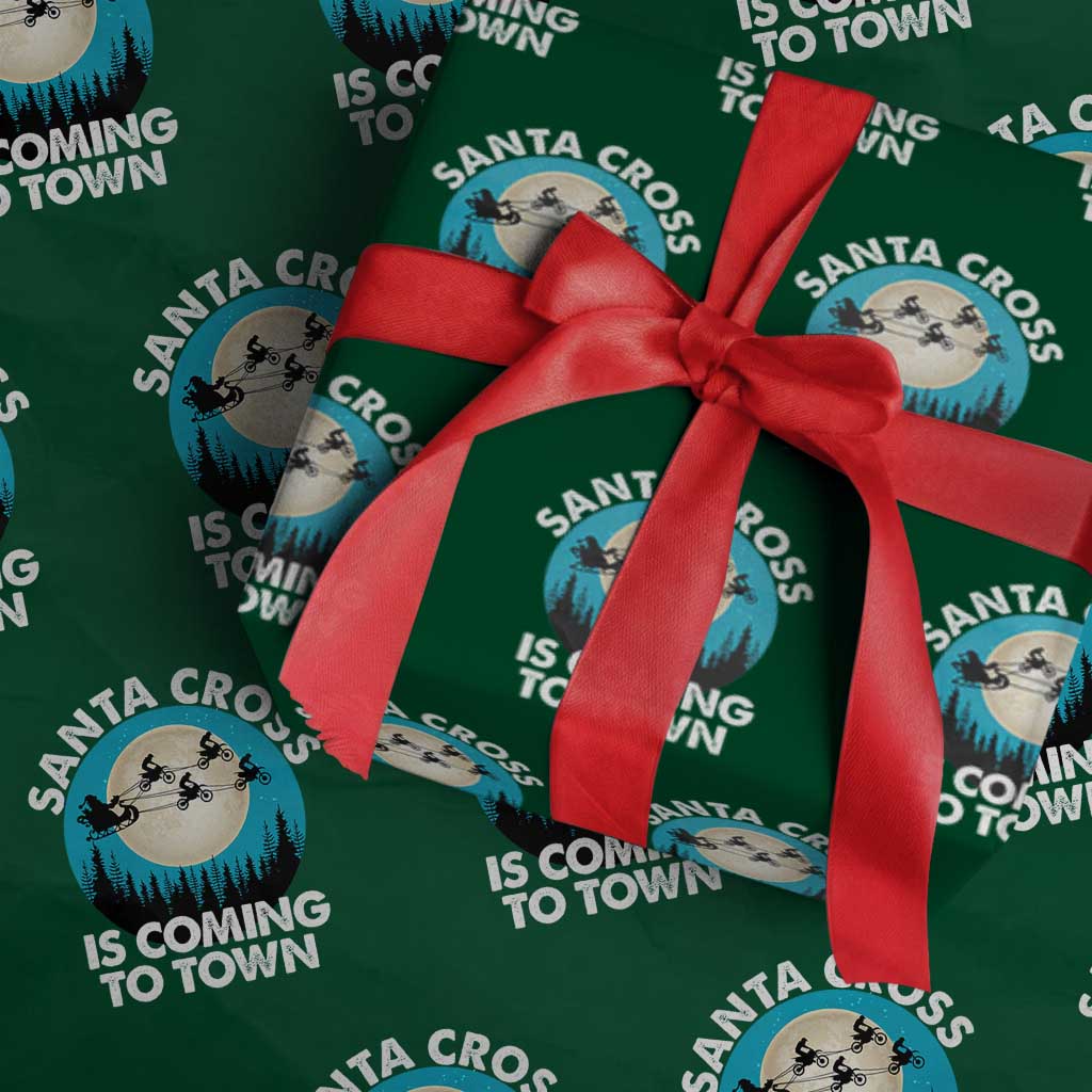 Funny Christmas Motocross Wrapping Paper Roll Santa Cross Is Coming To Town Sport - Wonder Print Shop