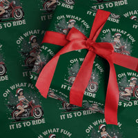 Funny Christmas Motorbike Wrapping Paper Roll Oh What Fun It Is To Ride Female Santa Biker - Wonder Print Shop