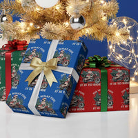 Funny Christmas Motorbike Wrapping Paper Roll Oh What Fun It Is To Ride Female Santa Biker - Wonder Print Shop