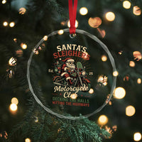 Funny Christmas Motorcycle Biker Crystal Glass Ornament Santas Sleighers Motorcycle Club Decking The Halls - Wonder Print Shop