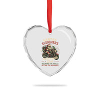 Funny Christmas Motorcycle Biker Heart Crystal Glass Ornament Santas Sleighers Motorcycle Club Decking The Halls - Wonder Print Shop