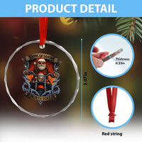 Funny Christmas Motorcycle Santa Crystal Glass Ornament Sons Of Santa North Pole Xmas Biker - Wonder Print Shop