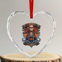 Funny Christmas Motorcycle Santa Heart Crystal Glass Ornament Sons Of Santa North Pole Xmas Biker - Wonder Print Shop