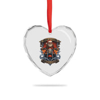 Funny Christmas Motorcycle Santa Heart Crystal Glass Ornament Sons Of Santa North Pole Xmas Biker - Wonder Print Shop