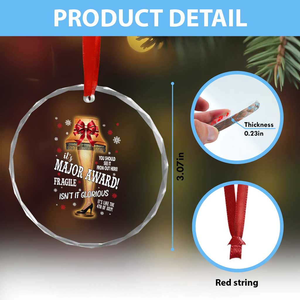 Funny Christmas Movie Crystal Glass Ornament It Is A Major Award Fragile Italian Leg Lamp - Wonder Print Shop