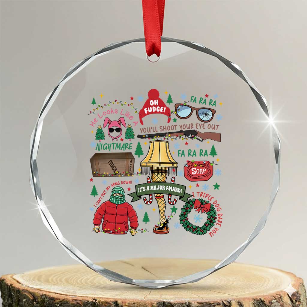 Funny Christmas Movie Crystal Glass Ornament Oh Fudge Bunny Pajama Italian Leg Lamp - Wonder Print Shop