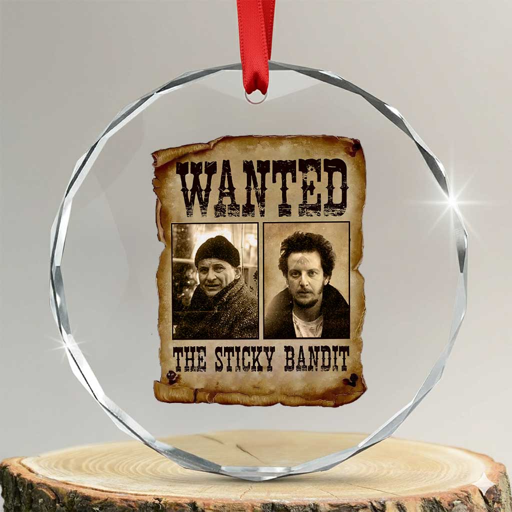 Funny Christmas Movie Crystal Glass Ornament Wanted Sticky Bandit Merry Xmas Ya Filthy Animal - Wonder Print Shop