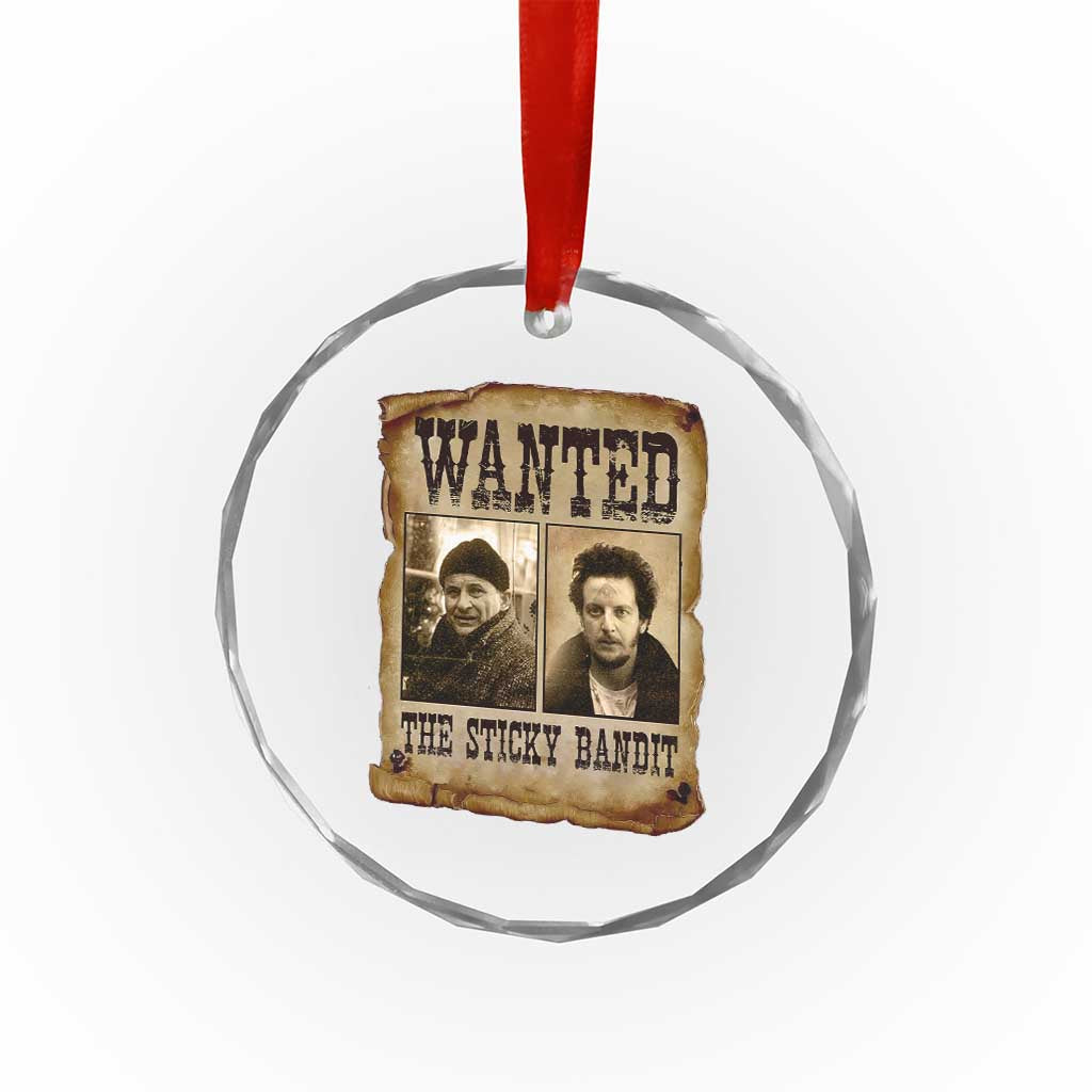 Funny Christmas Movie Crystal Glass Ornament Wanted Sticky Bandit Merry Xmas Ya Filthy Animal - Wonder Print Shop