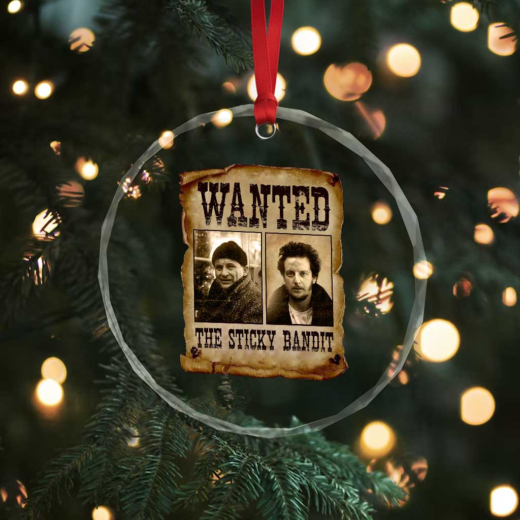 Funny Christmas Movie Crystal Glass Ornament Wanted Sticky Bandit Merry Xmas Ya Filthy Animal - Wonder Print Shop