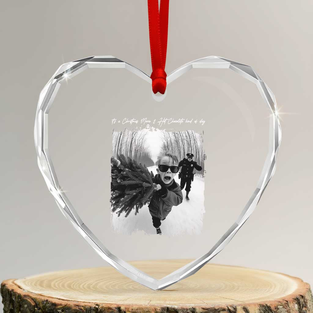 Funny Christmas Movie Heart Crystal Glass Ornament Funny Kevin Home Xmas Meme Alone - Wonder Print Shop