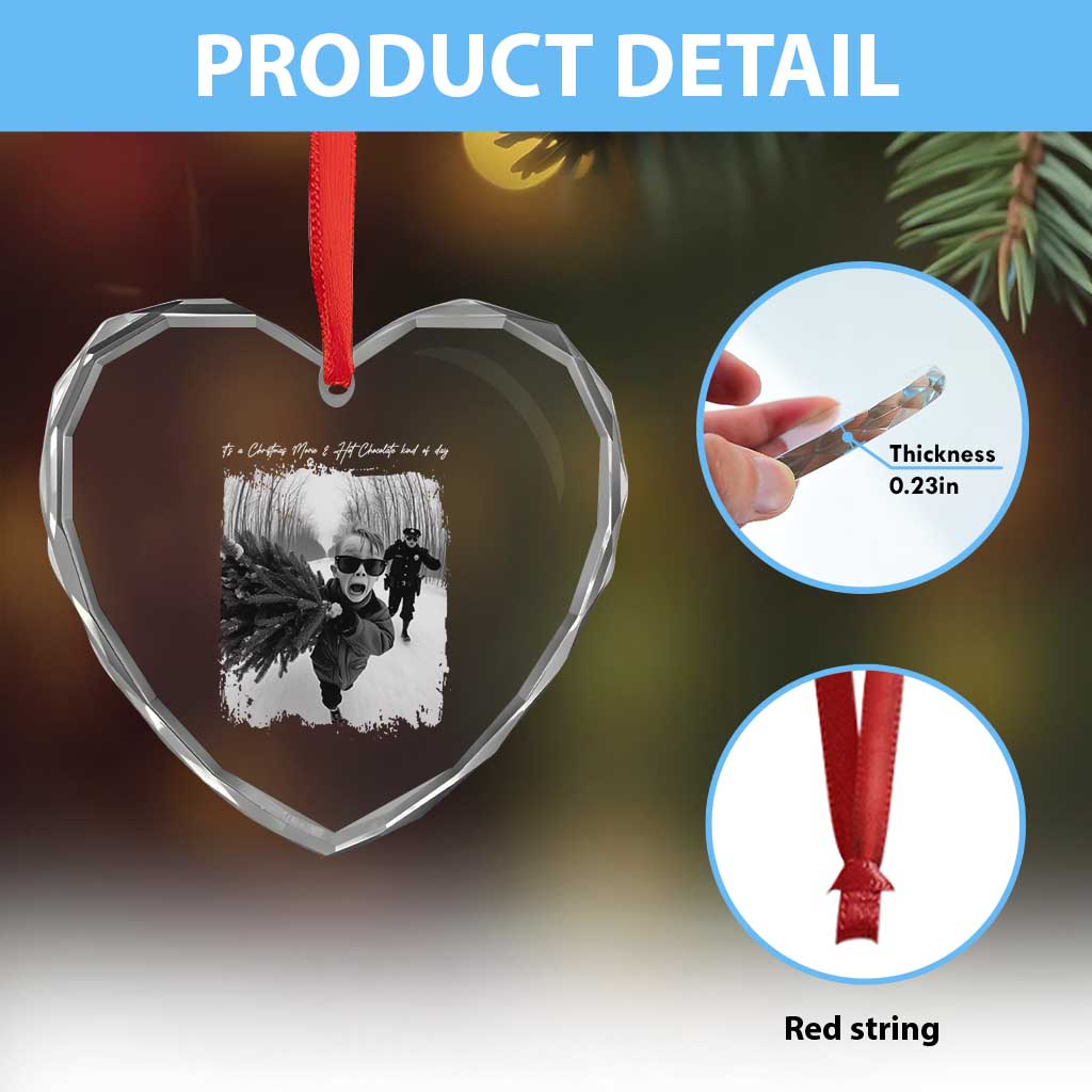Funny Christmas Movie Heart Crystal Glass Ornament Funny Kevin Home Xmas Meme Alone - Wonder Print Shop