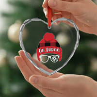 Funny Christmas Movie Heart Crystal Glass Ornament Oh Fudge Buffalo Plaid Printed Graphic Beanie Cap - Wonder Print Shop