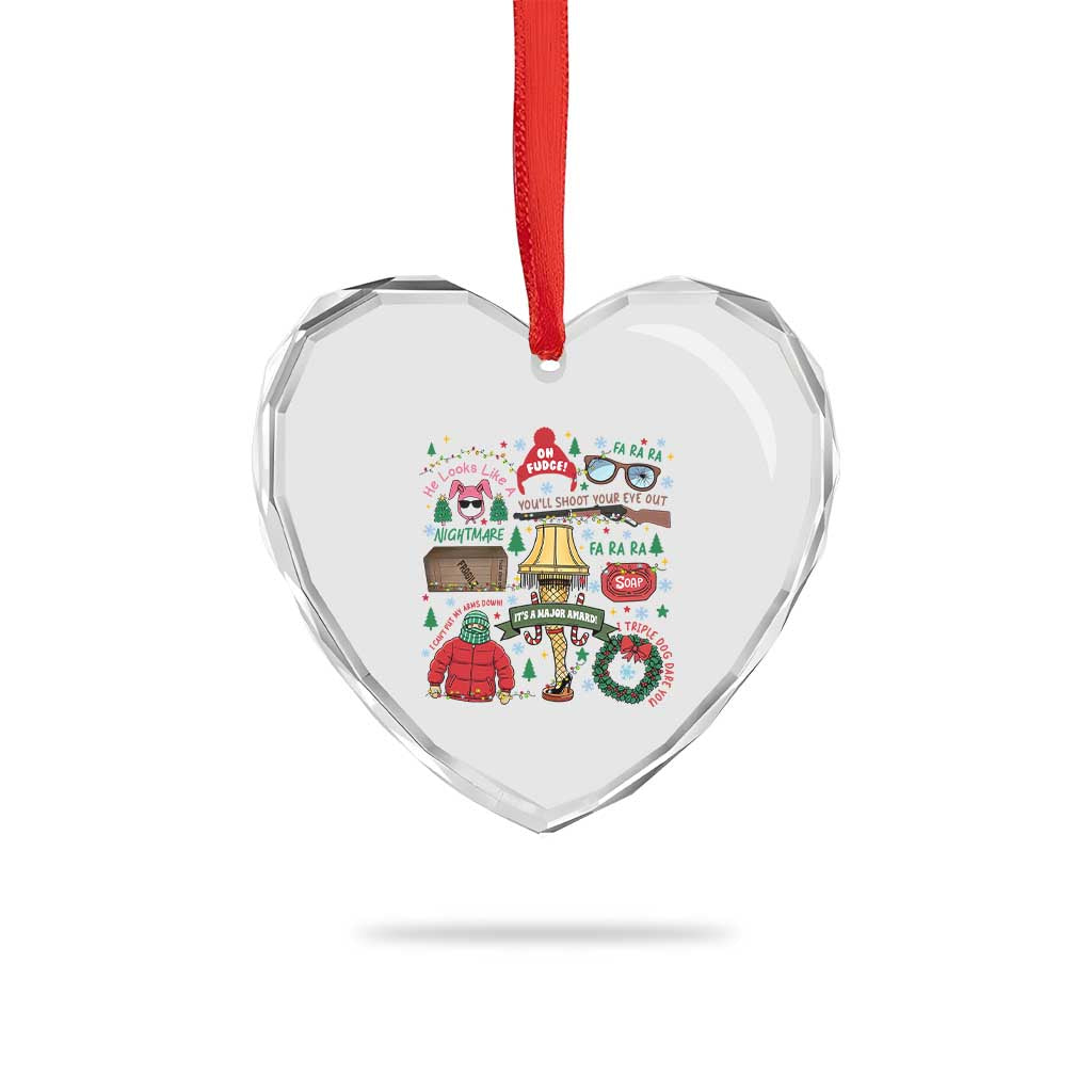 Funny Christmas Movie Heart Crystal Glass Ornament Oh Fudge Bunny Pajama Italian Leg Lamp - Wonder Print Shop