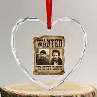 Funny Christmas Movie Heart Crystal Glass Ornament Wanted Sticky Bandit Merry Xmas Ya Filthy Animal - Wonder Print Shop