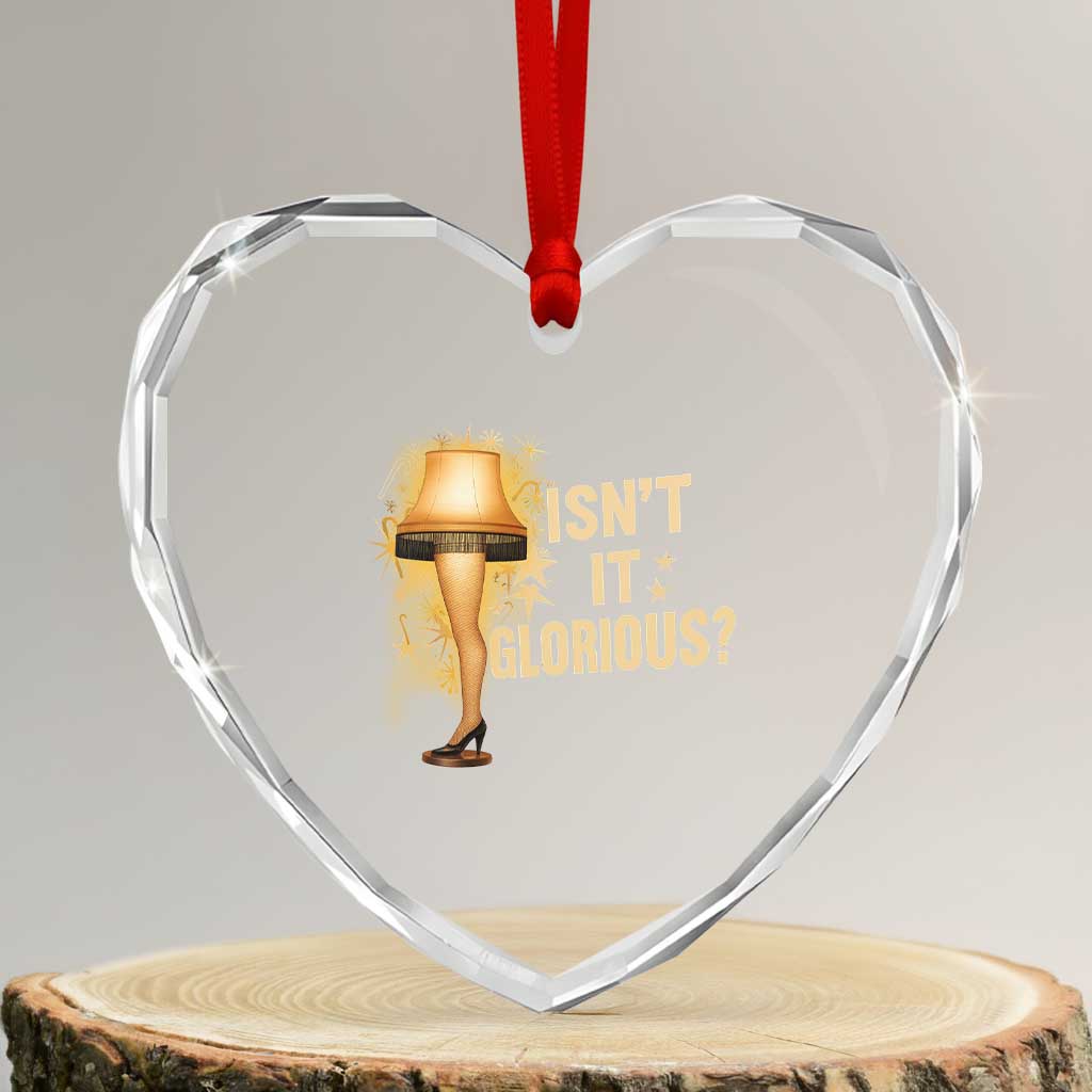 Funny Christmas Movie Leg Lamp Heart Crystal Glass Ornament Isnt It Glorious - Wonder Print Shop