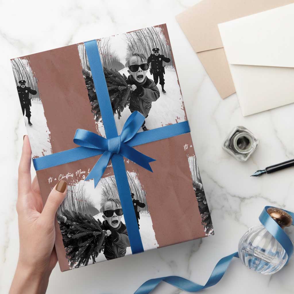 Funny Christmas Movie Wrapping Paper Roll Funny Kevin Home Xmas Meme Alone - Wonder Print Shop
