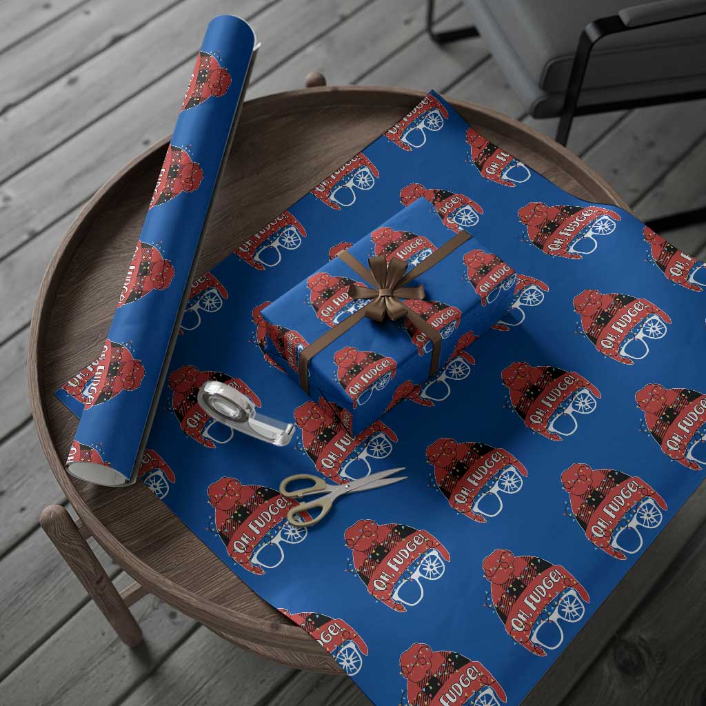 Funny Christmas Movie Wrapping Paper Roll Oh Fudge Buffalo Plaid Printed Graphic Beanie Cap Xmas Light - Wonder Print Shop