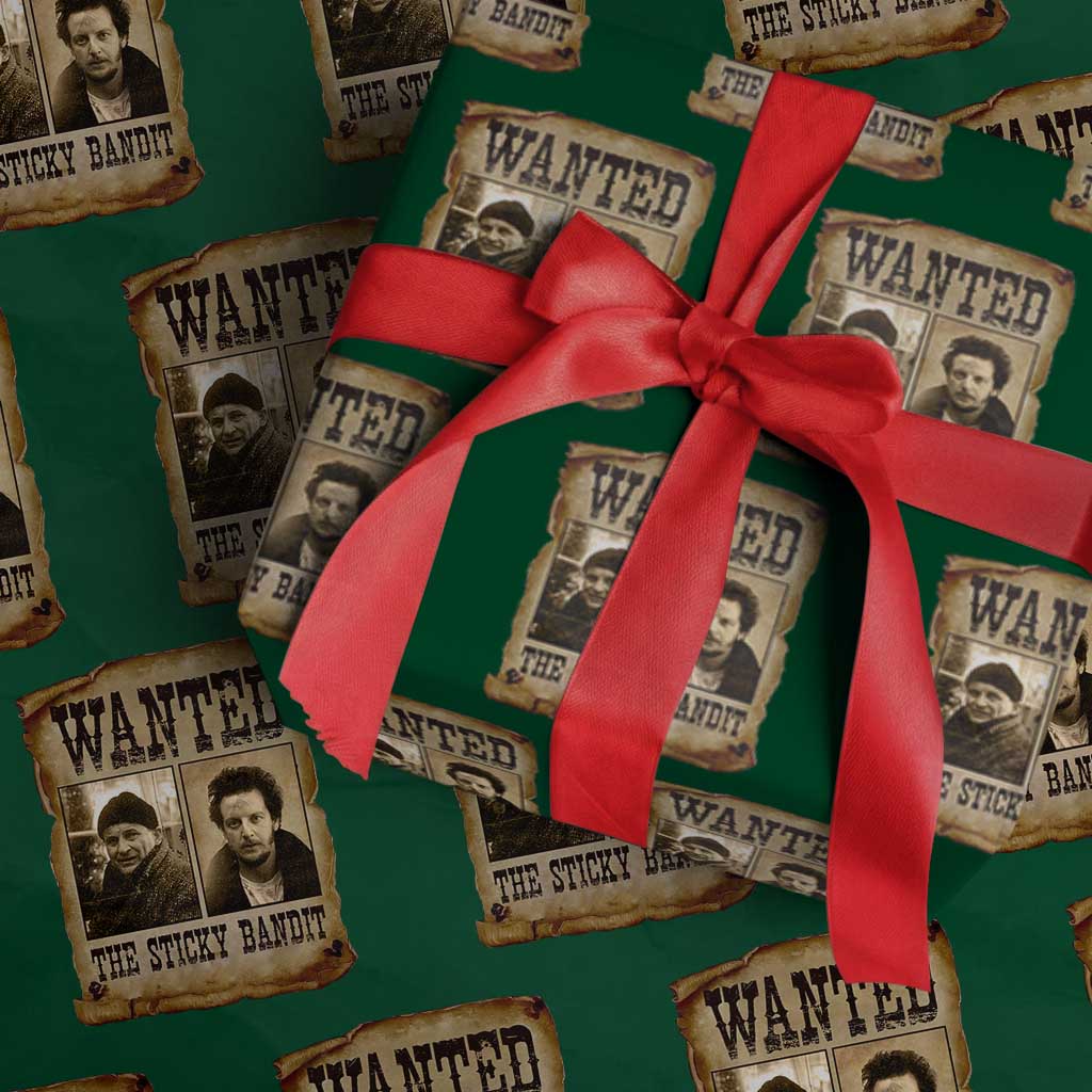 Funny Christmas Movie Wrapping Paper Roll Wanted Sticky Bandit Merry Xmas Ya Filthy Animal - Wonder Print Shop