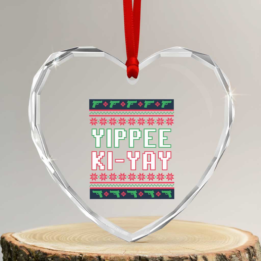Funny Christmas Nakatomi Plaza Yipee Ki-Yay Heart Crystal Glass Ornament - Wonder Print Shop