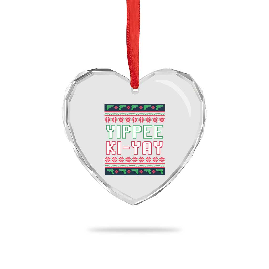 Funny Christmas Nakatomi Plaza Yipee Ki-Yay Heart Crystal Glass Ornament - Wonder Print Shop