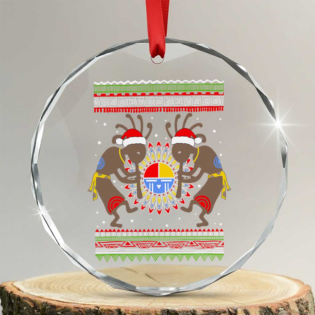 Funny Christmas Native American Crystal Glass Ornament Santa Kokopeli Medicine Wheel TS11