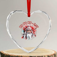 Funny Christmas Native American Heart Crystal Glass Ornament Ho Ho Lay War Bonnet Santa Indian Tribes - Wonder Print Shop