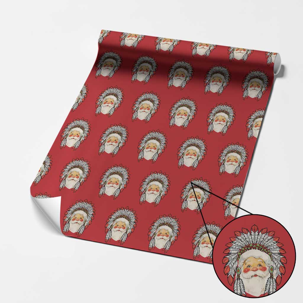 Funny Christmas Native American Indian Santa War Bonnet Wrapping Paper Roll - Wonder Print Shop