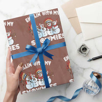 Funny Christmas Native American Wrapping Paper Roll Chillin' With My Snowmies Snowman Tribes - Wonder Print Shop