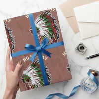 Funny Christmas Native American Wrapping Paper Roll Ho Ho Ho Lay Vintage War Bonnet - Wonder Print Shop