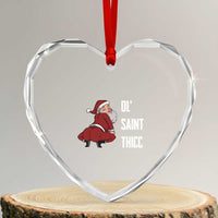 Funny Christmas Naughty Santa Heart Crystal Glass Ornament Ol' Saint Thicc Kiss My Ass - Wonder Print Shop