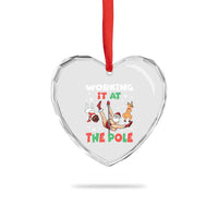 Funny Christmas Naughty Santa Heart Crystal Glass Ornament Working It At The Pole - Wonder Print Shop