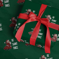 Funny Christmas Naughty Santa Wrapping Paper Roll Ol' Saint Thicc Kiss My Ass - Wonder Print Shop