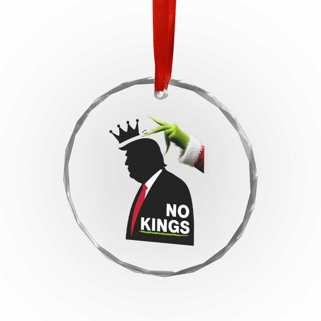 Funny Christmas No Kings in America Crystal Glass Ornament - Wonder Print Shop