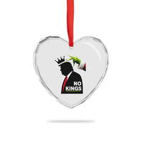 Funny Christmas No Kings in America Heart Crystal Glass Ornament - Wonder Print Shop