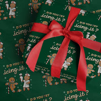 Funny Christmas Nurse Wrapping Paper Roll Did You Try Icing It Gingerbreads - Wonder Print Shop