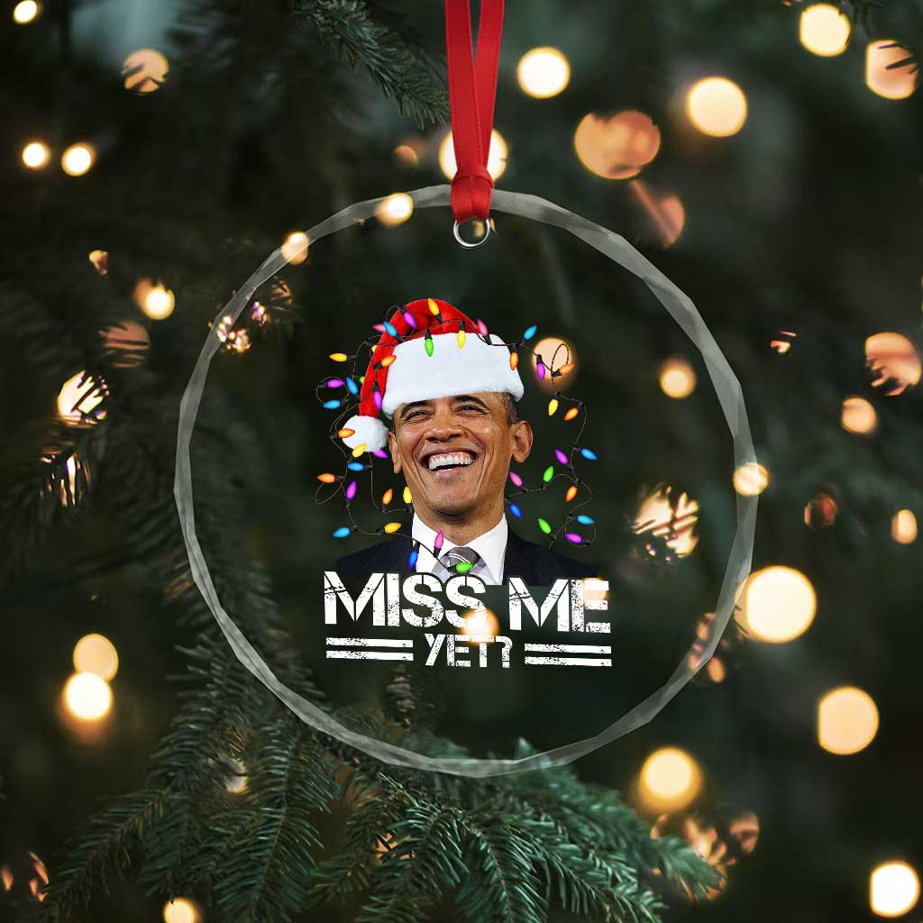 Funny Christmas Obama Crystal Glass Ornament Funny Santa Xmas Light - Wonder Print Shop