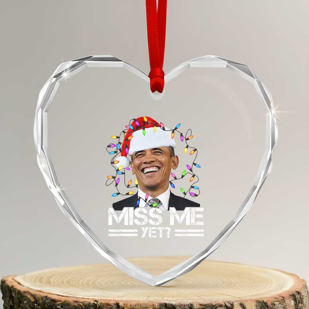Funny Christmas Obama Heart Crystal Glass Ornament Funny Santa Xmas Light - Wonder Print Shop